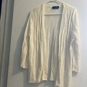 Basic Editions Cream Cardigan Sweater‎ Lightweight Knit